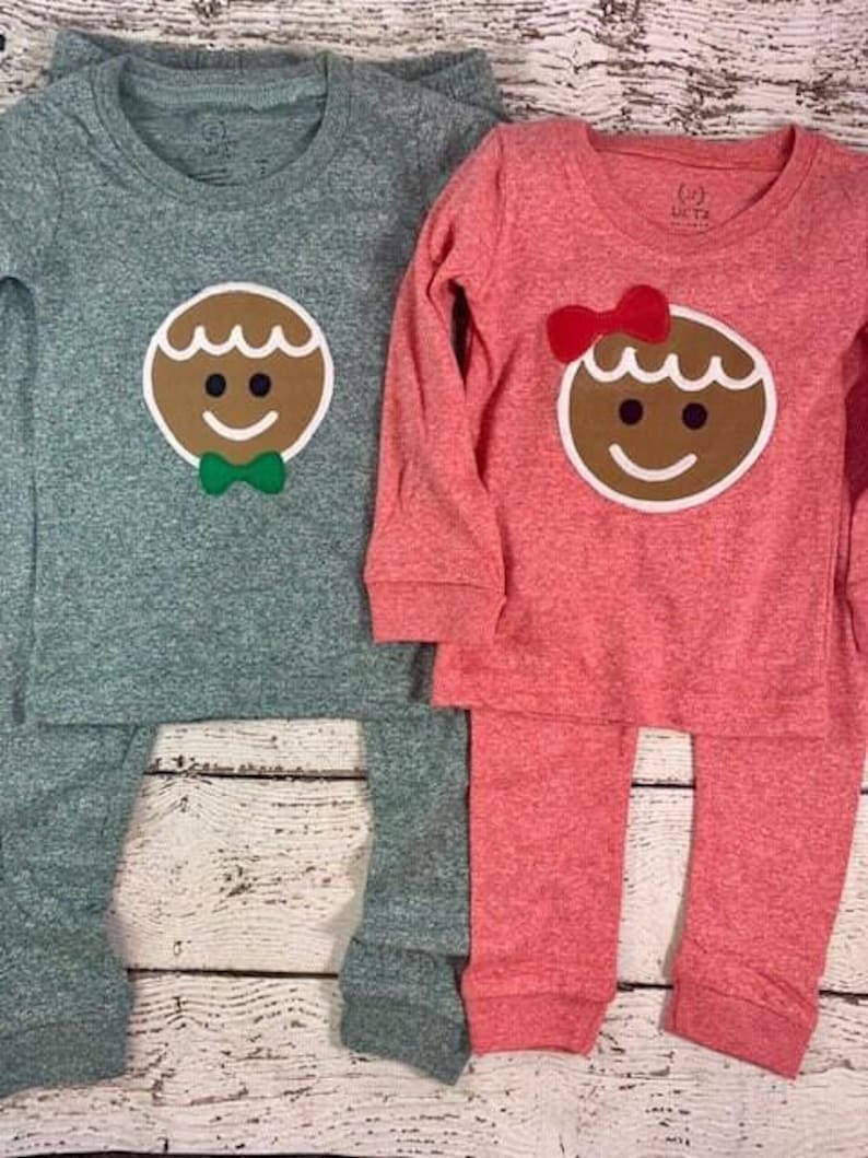 Children's Christmas Pajamas, Holiday Pajamas, Christmas pajama for family, plaid, gingerbread pajama image 8