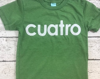 spanish birthday shirt, cuatro shirt, four shirt, fourth birthday, colorful birthday shirt, fiesta party, kid's birthday tee, spanish