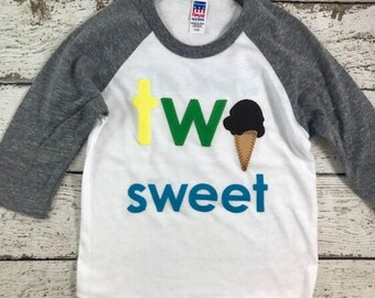 Ice cream party, two sweet shirt, 2 sweet, ice cream shirt, ice cream outfit, boy's birthday outfit, boy's shirt, ice cream birthday shirt