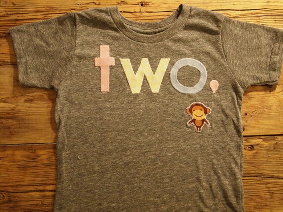 Monkey Birthday Shirt Organic Blend Monkey and Banana print Birthday Tee pink polka dot yellow first second birthday etc Il_570xn