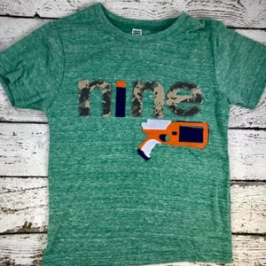 boys birthday shirt, unique kids tee, birthday shirt, gun shirt, tag, water gun party, water gun, blue and orange, birthday, six shirt