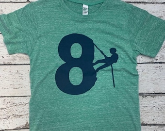 Rock climbing birthday shirt, rock climbing shirt, rock climbing party, parkour party, Sports Birthday shirt, boys birthday shirt