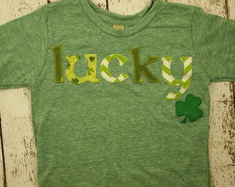 Saint Patrick's Day shirt children's shirt shamrock lucky Irish shirt chevron Boys and Girls tee St Patty's Day shirt