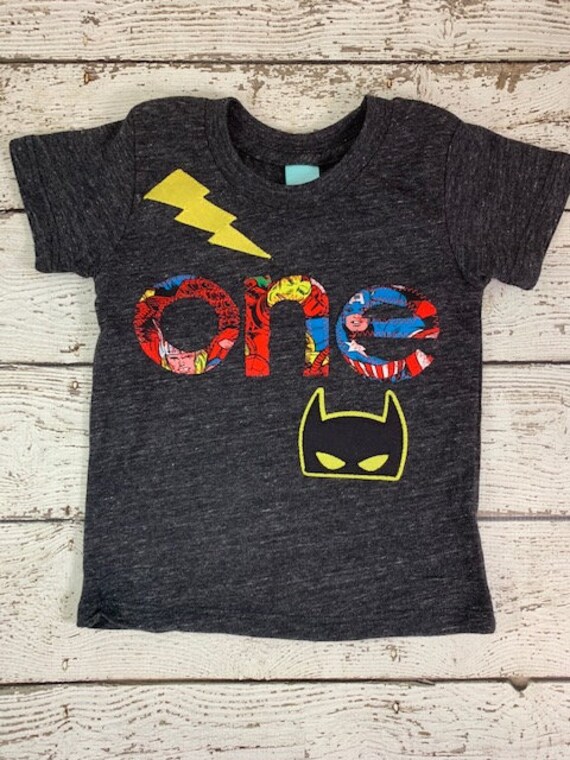 Superhero birthday shirt, boys birthday shirt with superhero characters Il_570xn