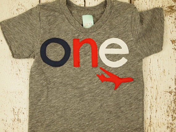 Airplane shirt, Boys Birthday Tee, Organic Blend Toddler Airplane birthday, first birthday shirt navy red white Il_570xn