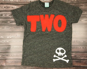 Pirate Birthday Shirt, pirate party, pirate birthday, pirate invite,  Boys Tee,  Organic Blend Burnout Tee Skull and Crossbones