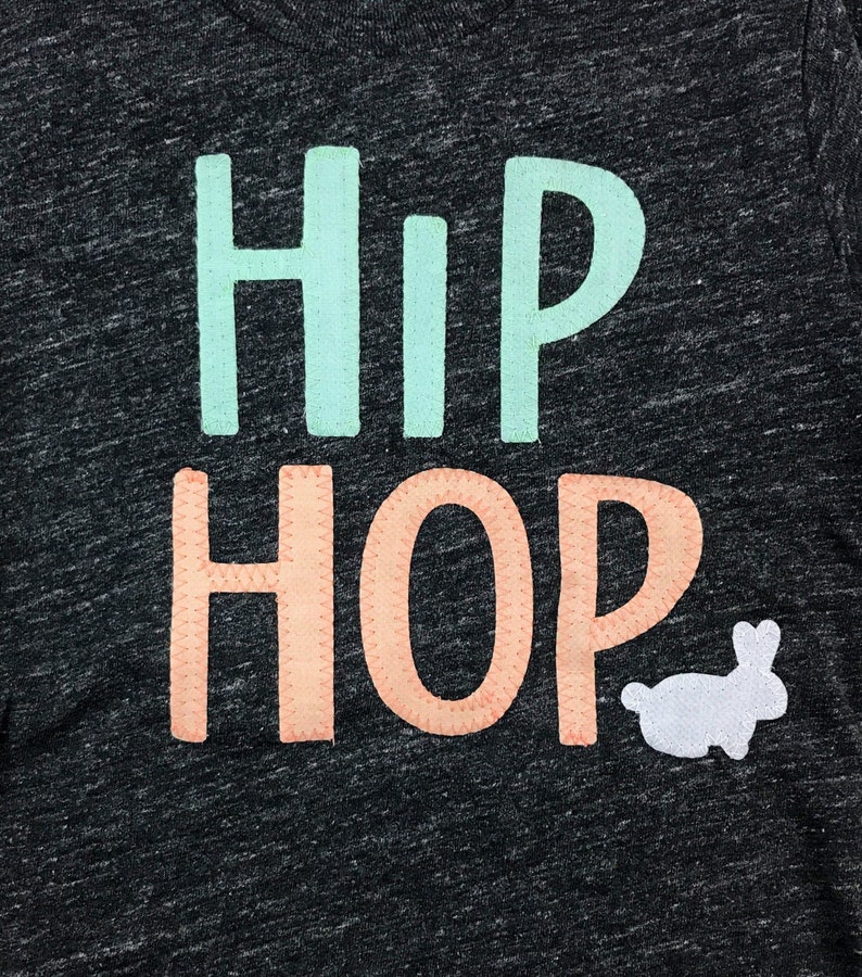 Hip Hop Easter Bunny Shirt Mint and Peach and White, Easter t-shirt for children, Matching easter outfits for family, easter shirts for baby image 2