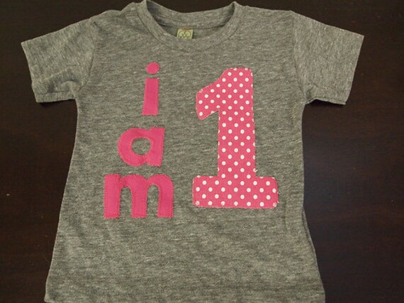 I AM 1 Girls Birthday Shirt Pink polka dot first birthday second etc Organic Shirt Blend Il_570xn