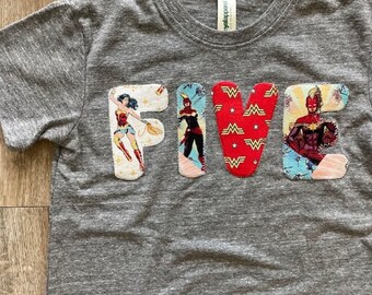 Cumpleaños de superhéroes para niñas, superchica, poder femenino, fiesta de superhéroes, camiseta de cumpleaños, ropa para niñas, cumpleaños de superhéroes, superhéroes para niñas
