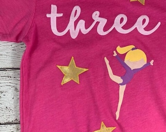 Gymnast birthday shirt, gymnast shirt, gymnastics party, dance party, girls birthday shirt, girls birthday outfit, custom birthday shirt