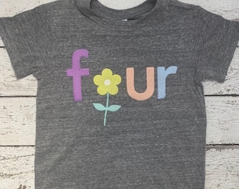 floral birthday shirt for girls, flower shirt, floral birthday outfit, pastel, girls birthday shirt, spring birthday shirt, garden party