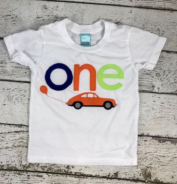 First Birthday Boy, Antique Racing, Car Party, Vintage Coupe, Antique Child Clothing, one Balloon Shirt, Bright Orange, Royal And Lime Il_570xn