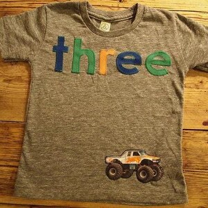 Monster Truck Shirt Birthday Tee Organic Blend Boys Birthday Shirt truck birthday monst jam image 2