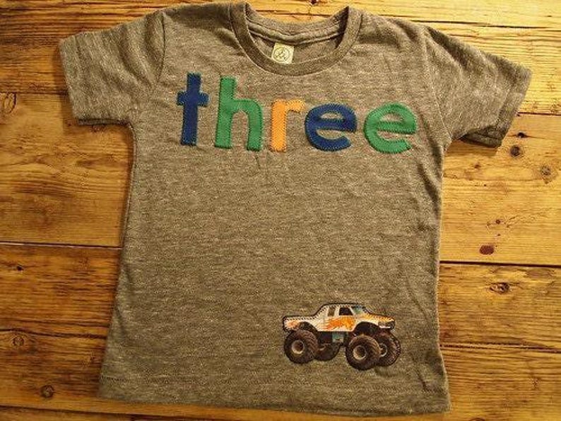 Monster Truck Shirt Birthday Tee Organic Blend Boys Birthday Shirt truck birthday monst jam image 2