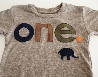 Elephant Birthday shirt navy brown olive green camo or customize colors Boys Girls Organic Blend  first birthday shirt fall colors