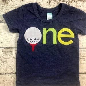 first Birthday shirt, golf party, golf birthday, boys tshirt Organic Blend Tee, golf club golf ball golf birthday any birthday hole in one