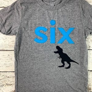 Dinosaur Boys Birthday Shirt T Rex Sixth Birthday Shirt Personalized Custom Name T Shirt First Grader Big Brother Dino Birthday Tee