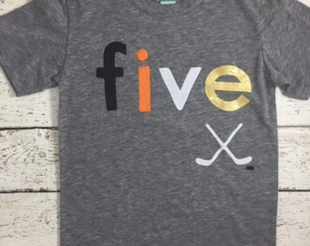 Hockey shirt Boy's Birthday Shirt ice hockey puck Birthday Organic Blend Tee for any age