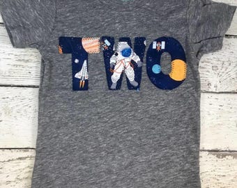 Astronaut Space theme Birthday Shirt Rocket Ship Planets Organic Blend Toddler birthday planetarium