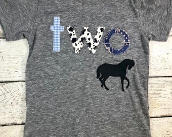 Boys horse shirt, horse shirt, horse outfit, riding shirt, Birthday Shirt boys birthday shirt, farm party, farm birthday shirt, blue bandana