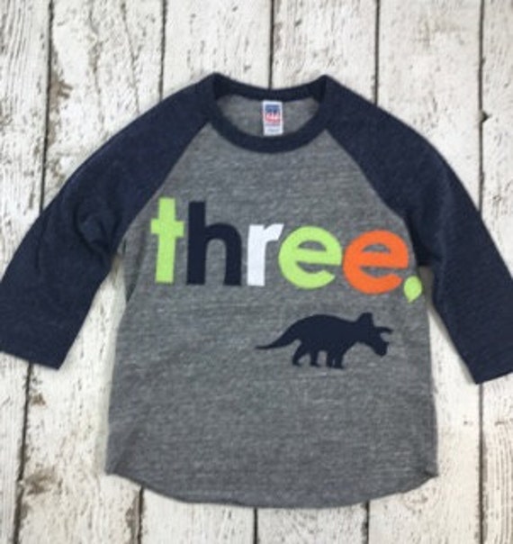 Dinosaur shirt, dinosaur birthday, dinosaur party, raglan shirt, boys birthday shirt, dinosaur decor, triceratops, kids clothing, shirt Il_570xn