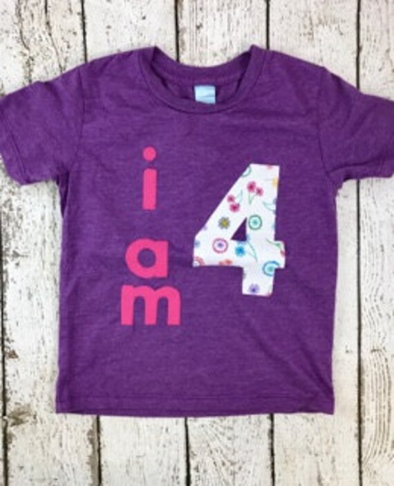 Flower party, girl's birthday shirt, flower shirt, birthday shirt, fourth birthday, Organic Shirt Blend customize colors for any birthday Il_570xn