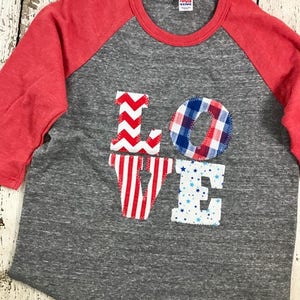 Fourth of July Childrens Shirt Organic blend tee red white and blue USA shirt American Flag image 2