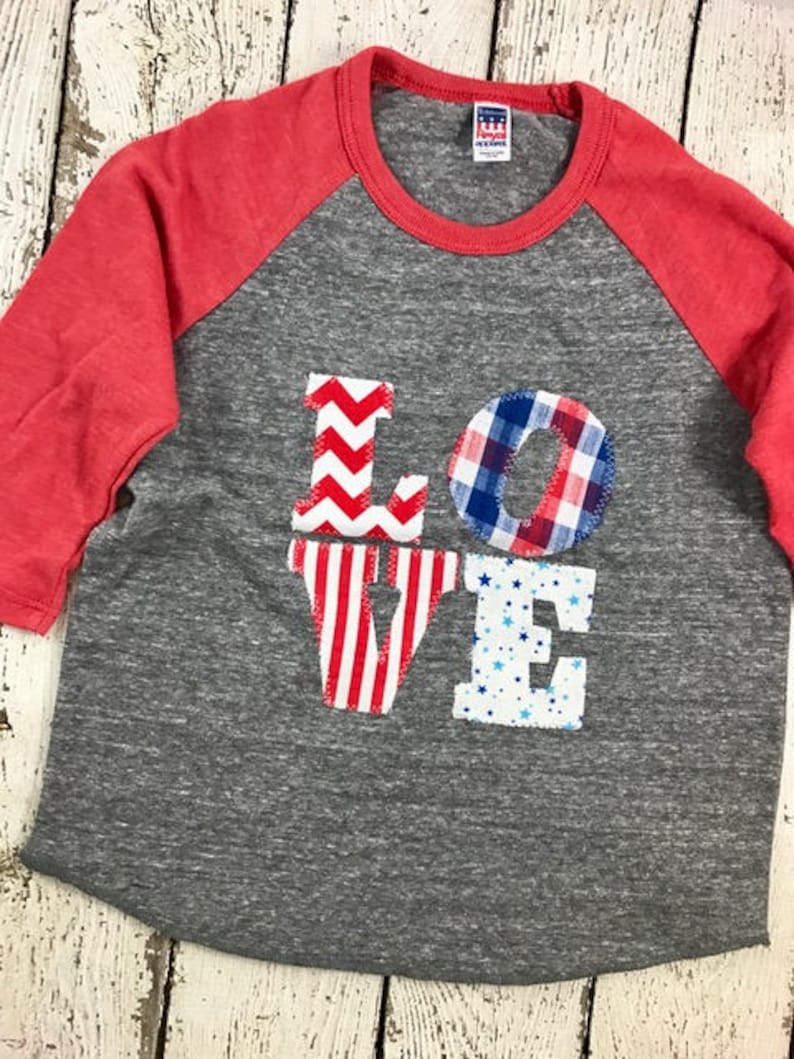 Fourth of July Childrens Shirt Organic blend tee red white and blue USA shirt American Flag image 2