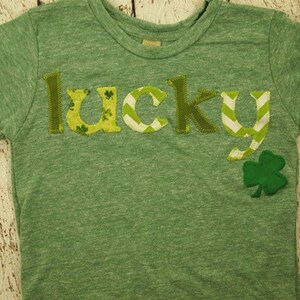 Saint Patrick's Day shirt children's shirt shamrock lucky Irish shirt chevron Boys and Girls tee St Patty's Day shirt image 1