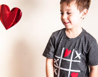 Valentine's tic tac toe shirt, Valentine's shirt, Valentine's outfit, organic tee, hearts, girl's shirt, boy's tee