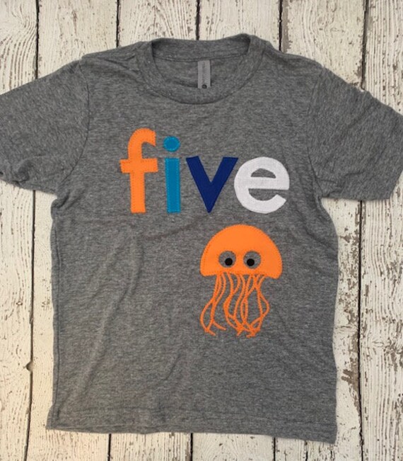Jellyfish shirt, jellyfish birthday shirt, sea creature party, jellyfish party, fish shirt, aquarium party, boys tshirt, childrens shirt Il_570xn