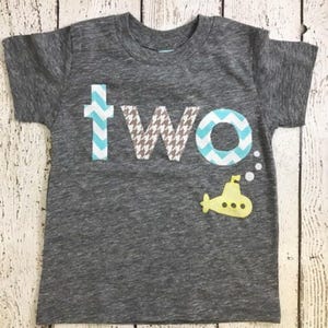 Yellow Submarine Birthday Tee Vintage Chevron and Houndstooth Organic Shirt Blend first birthday second etc