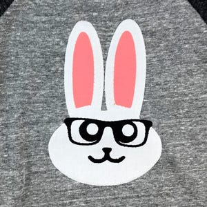 Funny Bunny Shirt, Easter Shirt, Easter t-shirt, Bunny with Glasses, Easter Shirts for Toddler, Bunny Glasses, Easter T Shirt for Kids image 2