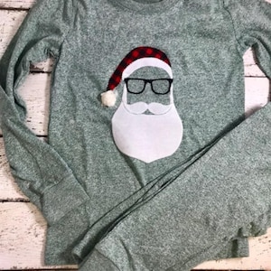 Hipster Santa Pajamas, Christmas Pajamas, Holiday Pajamas, Christmas pj for family, Santa pajamas,  baby toddler children&#39;s adult pajamas