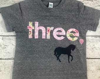 Girls horse birthday outfit, riding shirt, horseback riding, horse shirt, equestrian, horse party, horse outfit, horse lover, girls shirt