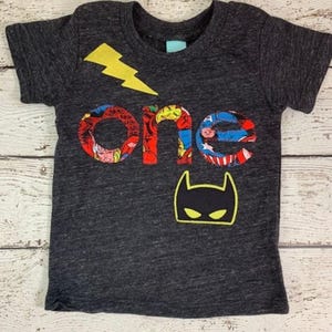 Superhero birthday shirt, boys birthday shirt with superhero characters