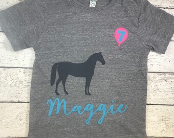 Horse birthday shirt, horse party, horse shirt for kids, horse outfit, riding shirt, kids birthday shirt, horse tshirt, girls horse shirt