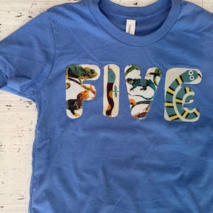 Reptile party snakes, lizards, frogs customized shirt personalize for any birthday organic blend tee boy's birthday shirt
