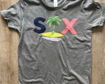 Beach Birthday shirt, palm trees, beach party, beach theme, palm tree shirt, boys birthday shirt surfing beach theme Hawaiian