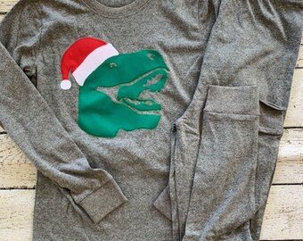 Pijamas de dinosaurio, pijamas navideños para niños, pijamas navideños personalizados, pijamas navideños, pijamas navideños para la familia, pijamas navideños para niños, dinosaurio