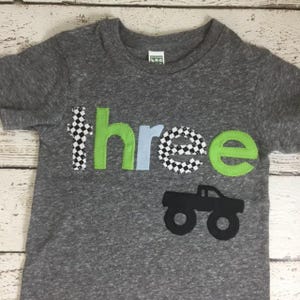 Monster Truck Shirt, race check, monster truck Birthday Tee, monster truck party, monster truck birthday, Boys Birthday Shirt birthday jam image 2