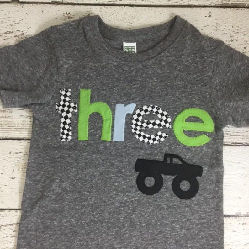 Monster Truck Shirt, race check, monster truck Birthday Tee, monster truck party, monster truck birthday, Boys Birthday Shirt birthday jam image 2