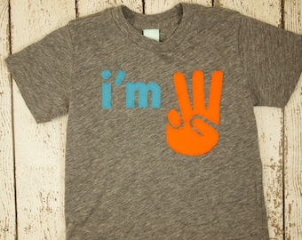 I&#39;m this many shirt i&#39;m 3 i&#39;m 2 etc can be customized for any birthday colors etc boys birthday shirt girls birthday
