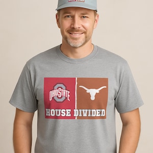 House Divided Tshirt for Men and Women, Personalized College Team Shirt, Custom Split School Tee, Gift for Dad, Any logo Rival Teams T-shirt