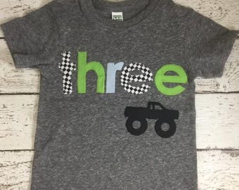 Monster Truck Shirt, race check, monster truck Birthday Tee, monster truck party, monster truck birthday, Boys Birthday Shirt birthday jam