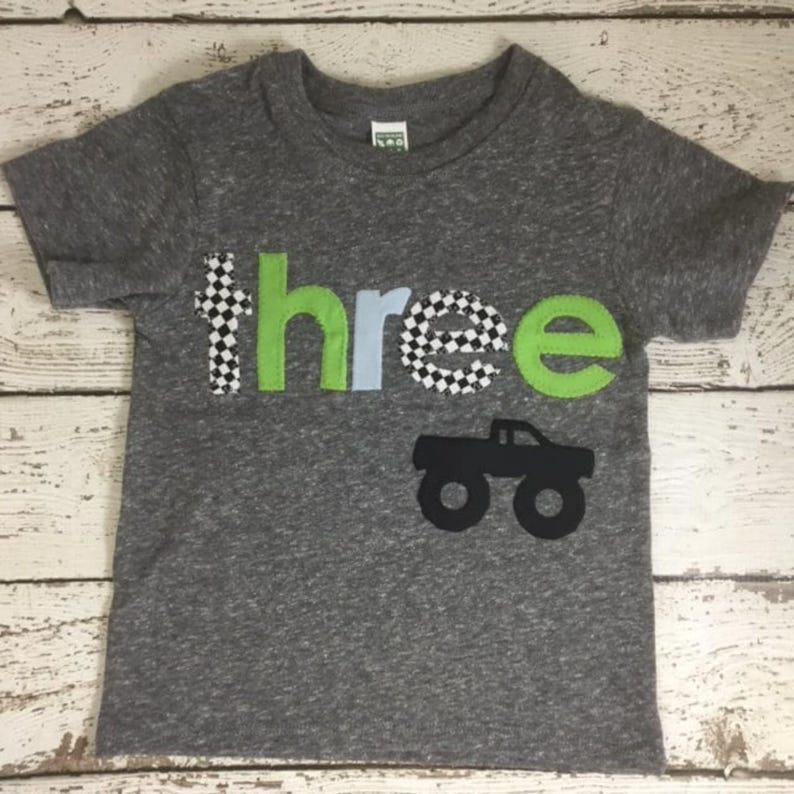 Monster Truck Shirt, race check, monster truck Birthday Tee, monster truck party, monster truck birthday, Boys Birthday Shirt birthday jam image 1