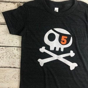 Pirate birthday shirt, Skull and Crossbones shirt, toddler tee boys and girls tshirt, pirate party, skull, Organic Blend Boys shirt image 3