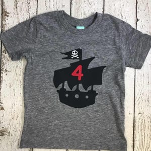 Pirate Ship Birthday Shirt, Personalized Boy Pirate Birthday Tshirt, Pirate Cruise Shirt, embroidered applique pirate theme tee any birthday