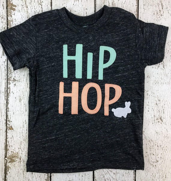 Hip Hop Easter Bunny Shirt Mint and Peach and White, Easter t-shirt for children, Matching easter outfits for family, easter shirts for baby