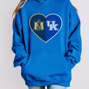 Split Heart Two Teams Hooded Sweatshirt, School Rivalry Hoodie, Personalized Multi College Hoody, Cheer for Both Shirt, Gift for Sports Fan